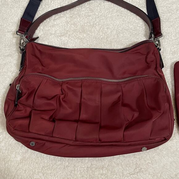 MZ Wallace Paige Crossbody Bag Burgundy Detachable Strap with Pouch Travel - Picture 5 of 7